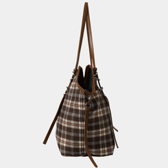 バッグ チェックバックルビッグショルダーバッグ BROWN
