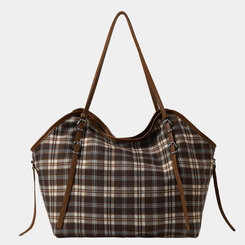 バッグ チェックバックルビッグショルダーバッグ BROWN
