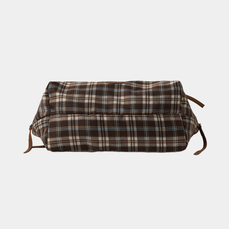 チェックバックルビッグショルダーバッグ BROWN