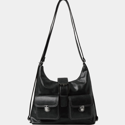 バックバッグ・スクールバッグ ツーポケットバックルショルダーバックパック BLACK