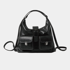 バックバッグ・スクールバッグ ツーポケットバックルショルダーバックパック BLACK