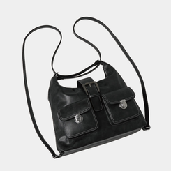 バックバッグ・スクールバッグ ツーポケットバックルショルダーバックパック BLACK