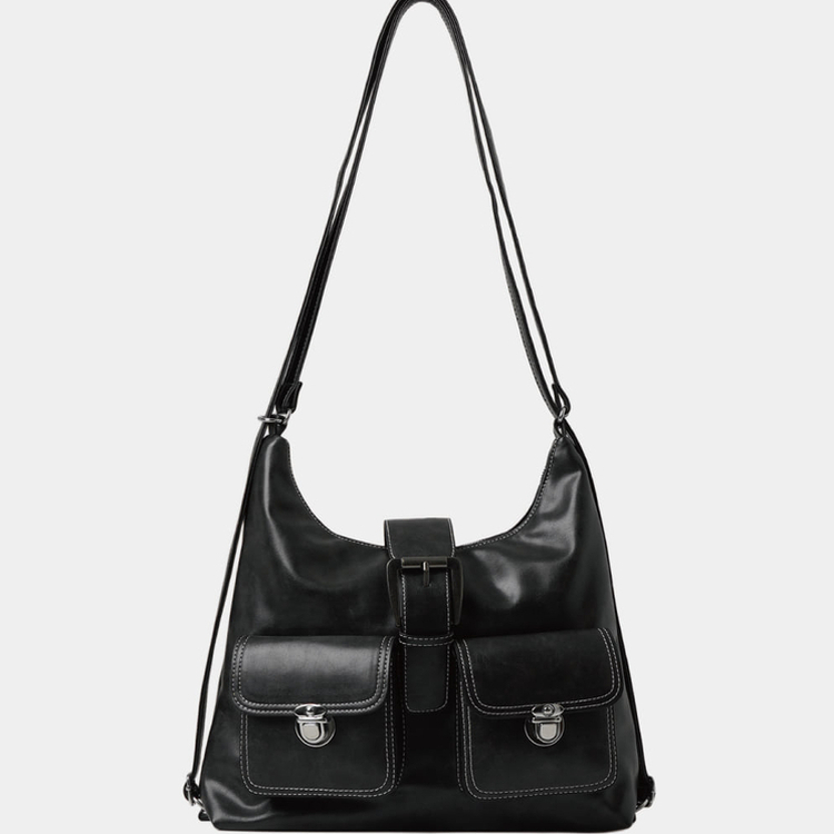 ツーポケットバックルショルダーバックパック BLACK