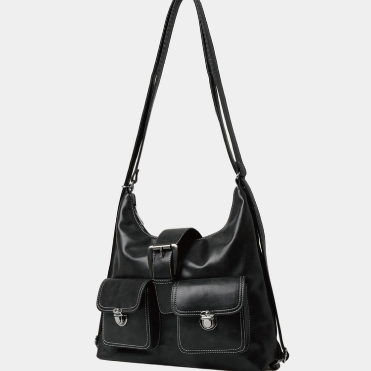 ツーポケットバックルショルダーバックパック BLACK