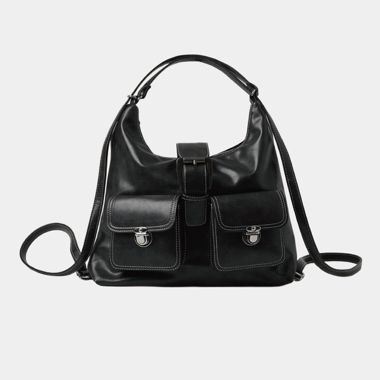 ツーポケットバックルショルダーバックパック BLACK