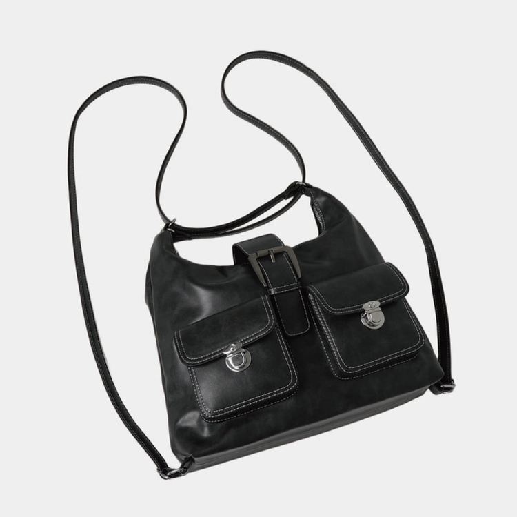 ツーポケットバックルショルダーバックパック BLACK