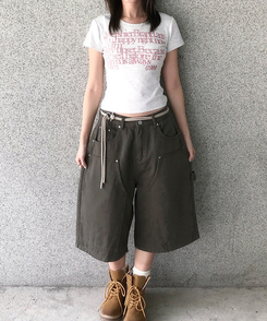 カーフェンダースリットバミューダパンツ KHAKI