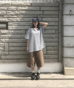 カーフェンダースリットバミューダパンツ BROWN