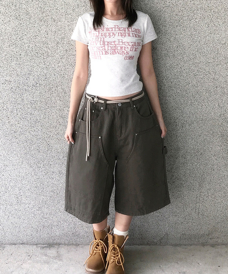 カーフェンダースリットバミューダパンツ KHAKI