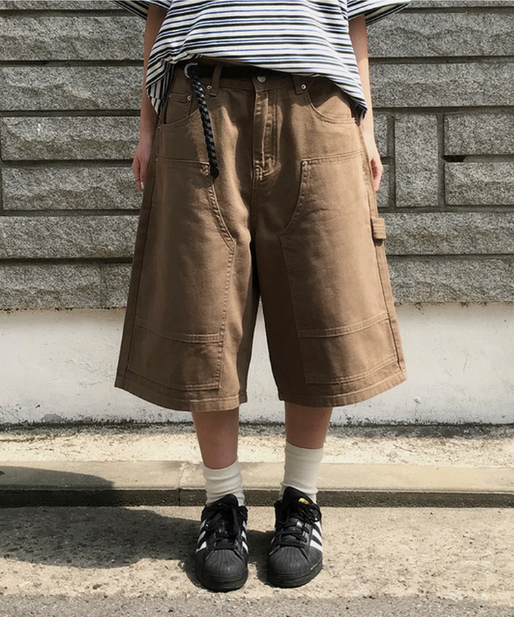 カーフェンダースリットバミューダパンツ BROWN
