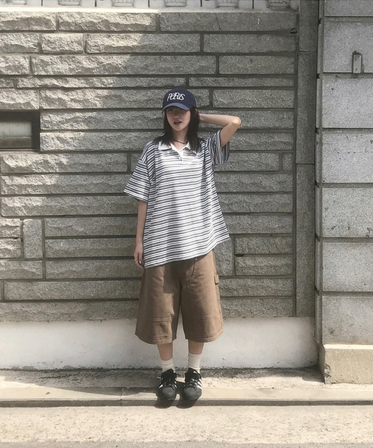 カーフェンダースリットバミューダパンツ BROWN