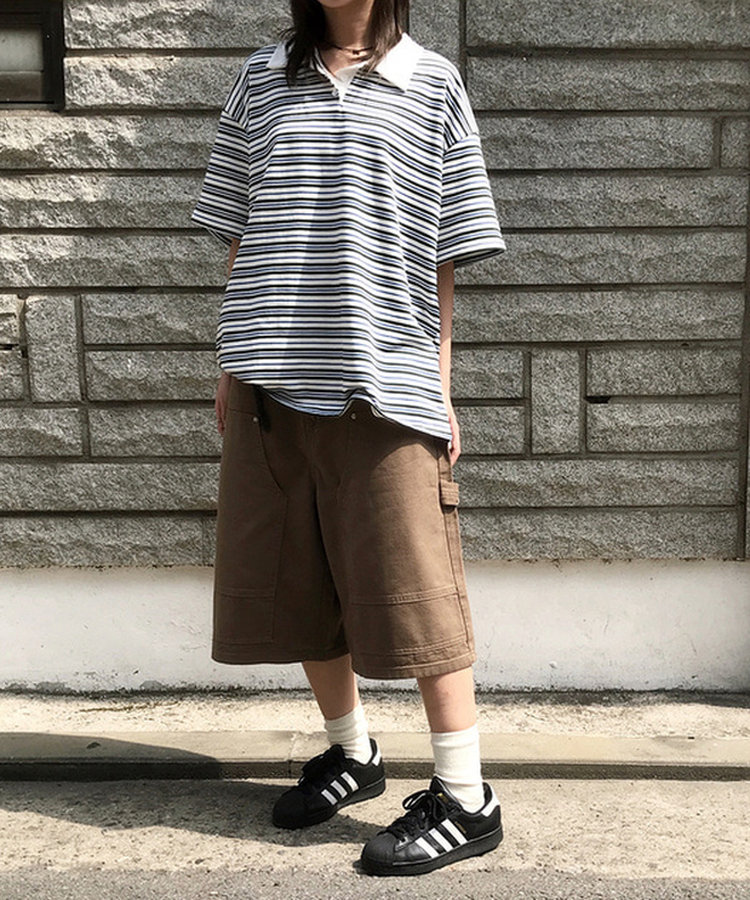 カーフェンダースリットバミューダパンツ BROWN