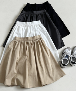 シャーリングコットンミディスカート