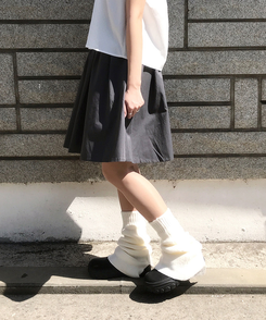 シャーリングコットンミディスカート CHARCOAL