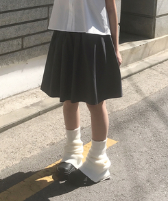 シャーリングコットンミディスカート CHARCOAL