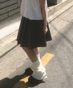 シャーリングコットンミディスカート CHARCOAL