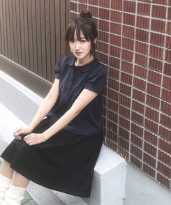 シャーリングコットンミディスカート BLACK