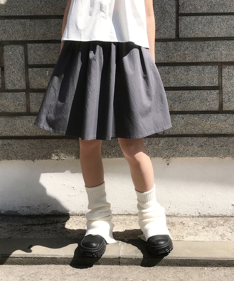 シャーリングコットンミディスカート CHARCOAL