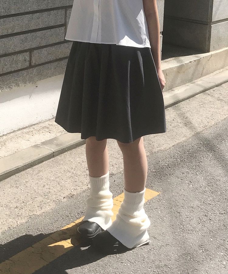 シャーリングコットンミディスカート CHARCOAL