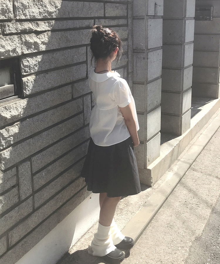 シャーリングコットンミディスカート CHARCOAL