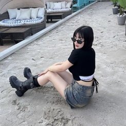 デニム ヴィンテージショートパンツ BLUE