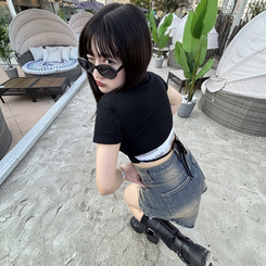 デニム ヴィンテージショートパンツ BLUE