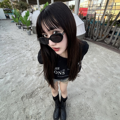 半袖Tシャツ マルチレターストリングミニクロップ BLACK
