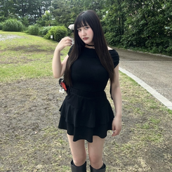 ツーピース マフラー付きツーピースTシャツ BLACK