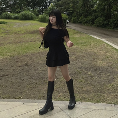 ツーピース マフラー付きツーピースTシャツ BLACK