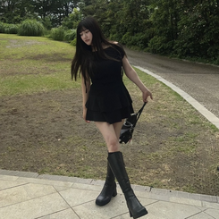 ツーピース マフラー付きツーピースTシャツ BLACK