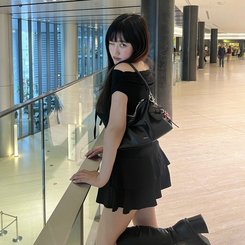 ツーピース マフラー付きツーピースTシャツ BLACK