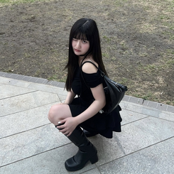 ツーピース マフラー付きツーピースTシャツ BLACK