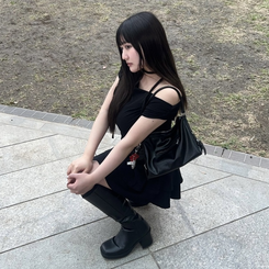 ツーピース マフラー付きツーピースTシャツ BLACK