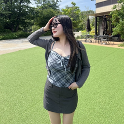 カーディガン フォレストチェックキャミセット GRAY