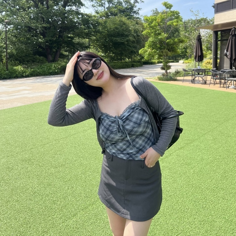 フォレストチェックキャミセット GRAY