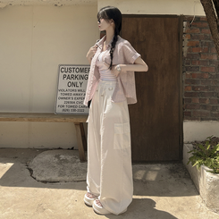 シャツ ロールアップチェックシャツ PINK