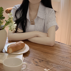 シャツ ロールアップチェックシャツ IVORY