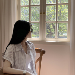 シャツ ロールアップチェックシャツ IVORY