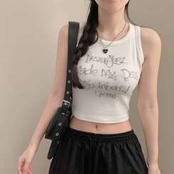 ノースリーブ レタリングy2kキャミソール WHITE