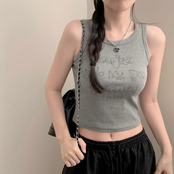 ノースリーブ レタリングy2kキャミソール GREY