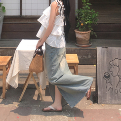 ブラウス ティアードノースリーブブラウス IVORY