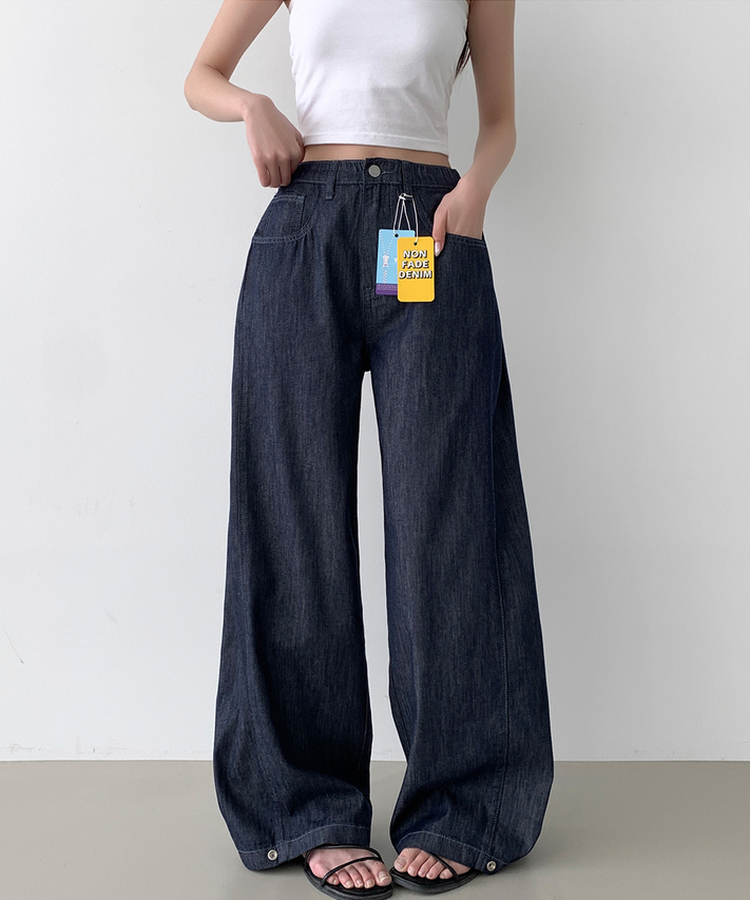 【丈別】クーリングスナップワイドデニムパンツ DARK DENIM