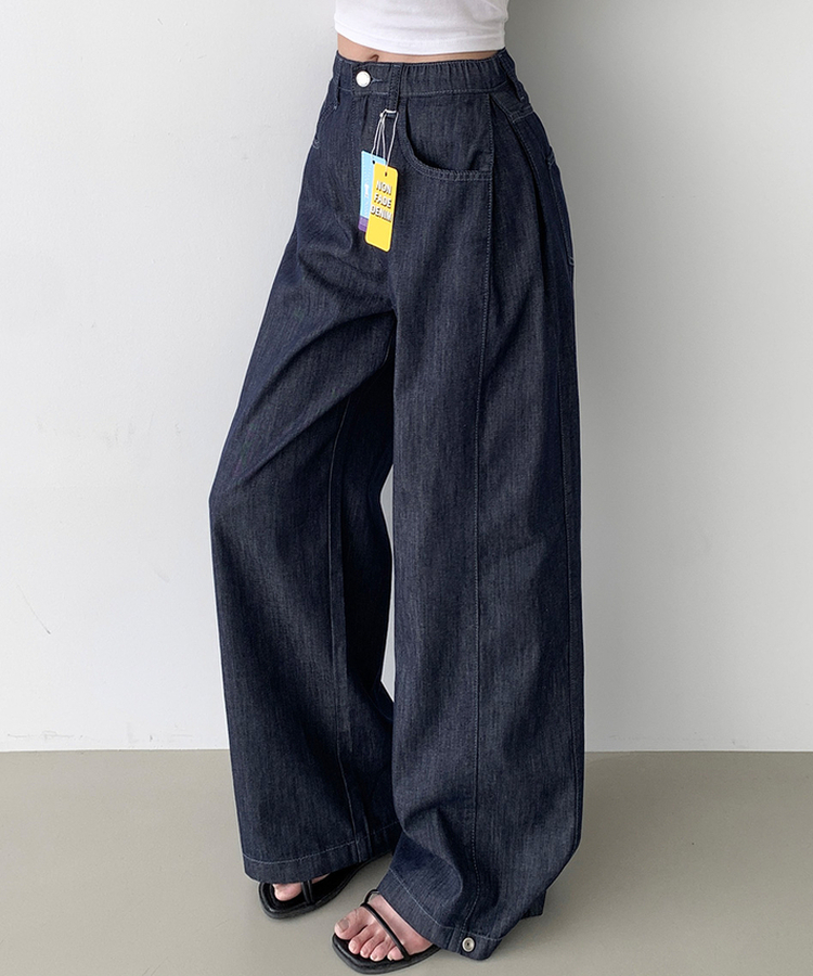 【丈別】クーリングスナップワイドデニムパンツ DARK DENIM
