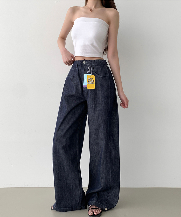 【丈別】クーリングスナップワイドデニムパンツ DARK DENIM