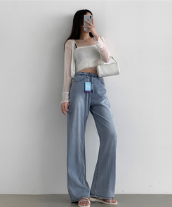 デニム 【丈別】テンセルバックポケットワイドデニムパンツ BLUE