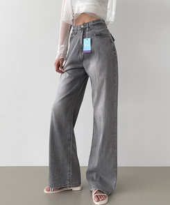 デニム 【丈別】テンセルバックポケットワイドデニムパンツ GREY