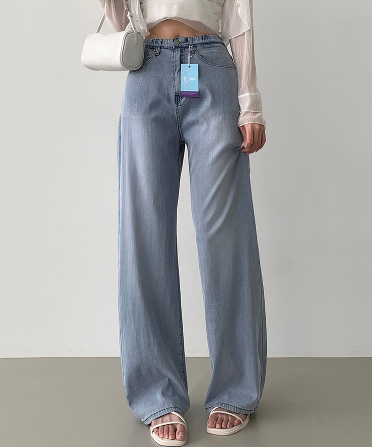【丈別】テンセルバックポケットワイドデニムパンツ BLUE
