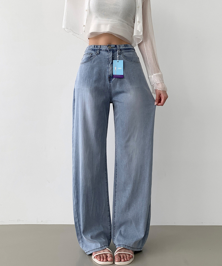 【丈別】テンセルバックポケットワイドデニムパンツ BLUE