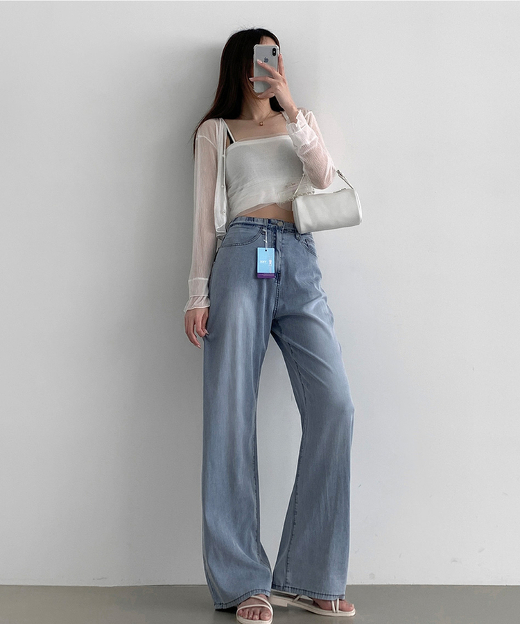 【丈別】テンセルバックポケットワイドデニムパンツ BLUE