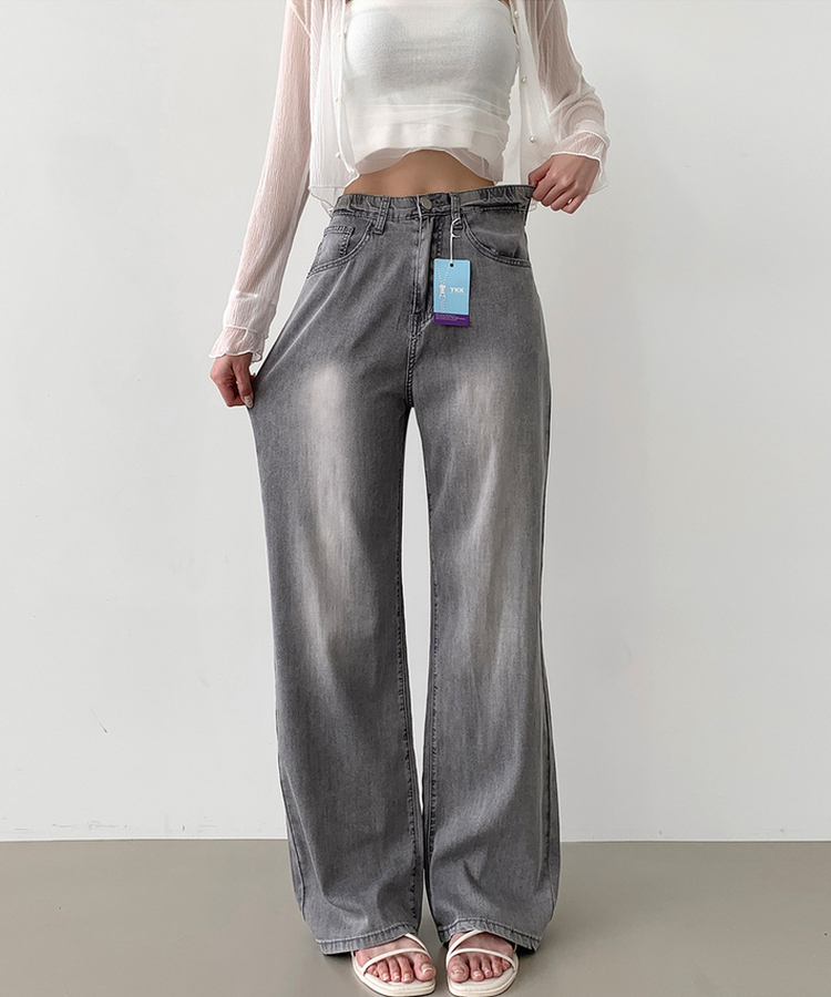 【丈別】テンセルバックポケットワイドデニムパンツ GREY